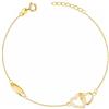Sakrami Bracciale in Argento 925 con Cuori Intrecciati e Zirconi - Piastrina Incidibile con Iniziale - Idea Regalo Donne Ragazze per San Valentino, Anniversario + Scatola con Dedica Incisa (Dorato)