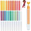Sinofort 24 gessetti per pittura stradale, 24 colori, con 12 portapenne trasparenti, gesso da strada, per bambini, adatto per lavagna, lavagna a gesso