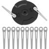 Viitech Supporto a doppia lama + 10 lame in metallo, accessori per decespugliatore, disco da taglio in metallo e lama di ricambio per Einhell Gardol Gartenmeister Mr Gardener