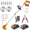 JYGMPRO Decespugliatore a Batteria, Tagliabordi a Batteria 21V con 2 Batterie 2.0Ah, Altezza e Angolazione Regolabili, Decespugliatore Per il Taglio di Giardini, Prati e Terreni