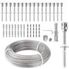 RATSTONE Supporto Per Piante Rampicanti In Acciaio Inox,Sistema Professionale Completo,Include Staffe Da Parete e Cavo Acciaio 3mm (8 Staffe,12 Metri Di Cavo) Stativi In Acciaio Inox Per Piante Rampicanti
