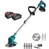 FENIX HOME Decespugliatore Elettrico a Batteria, Tagliabordi tagliaerba a Batteria con 2 Batterie, 3 Tipi lame, Altezza e Angolazione regolabili, Per Il Taglio Di Giardini, Prati E Terreni
