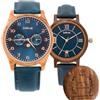 Zeitholz Orologi in legno per coppie, incisione gratuita, regali, orologio analogico, Klitten 42 mm e Rosenbach 36 mm, 100% legno naturale, movimento al quarzo giapponese., Blu
