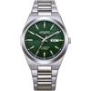 Citizen Vagary by Orologio Uomo Automatico IX3-611-41 | Cassa e Bracciale in Acciaio 38mm | Quadrante Verde a Righe Orizzontali con Day-Date | Meccanica a Vista | Subacqueo 10 ATM