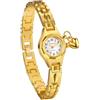 JewelryWe Orologio da Polso Dorato da Donna: Orologio al Quarzo con Pendente Cuore Bracciale Catena Colore Oro