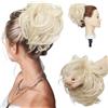S-noilite XXL Hair Extensions Ponytail Coda di cavallo arricciata con coda di cavallo disordinata Updo con elastico elastico Updo Scrunchies sintetico per capelli per donna Bleach Blonde