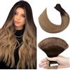 Elailite Extension Adesive Capelli Veri Biadesivo Capelli Morbidissimi Shatush 20 Fasce 50g Tape Biadesive Invisibili 100% Remy Human Hair 40cm #4T27 Cioccolato ombre Biondo Scuro