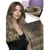 Fshine Exstescion Capelli Veri Clip 120g 45cm, Extension Capelli Veri | Clip Per Extension Capelli, Applicazione Rapida a Clip, Capelli Umani Remy, Aggiunge Volume e Lunghezza, Per Eventi e Uscite