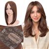 Elailite Hair Topper Donna Clip in con Frangia per Capelli Castano Chiaro, Posticci con Clips Middle Parting Toupet Toupee Protesi 35cm 120g (Base 15cm*15cm)