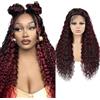 Hxxcoup 24 Inch Deep Wave 13X4 Lace Frontal Human Hair Wig P1B/99J Highlight Burgundy 150% Density Parrucca capelli veri Unprocessed Brazilian Virgin Human Hair For Women Pre Placked With Hairline