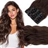 Elailite Extension Capelli Clip in Hair Extensions Ondulate Marrone Muschio, 12 Fasce Separate Colorate [180g Voluminoso] 55cm Capelli Mossi Sintetici