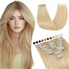 Elailite Extension Capelli Veri Clip #24 Biondo Chiaro, 25cm 50g 8 Fasce Singole Intera Testa 100% Remy Human Hair Naturali Lisci