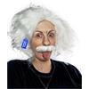 ALLAURA Parrucca ispirata al famoso fisico, set di parrucca e baffi da scienziato pazzo bianco da vecchio, divertente costume da fisico per adulti, Halloween, cosplay, look geniale, accessorio per