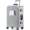 Aoliwei Valigetta da viaggio con telaio in alluminio M (64 cm) - Trolley rigido di alta qualità per 4 - 6 giorni di viaggio, con manico nero in vera pelle, lucchetto TSA & ruote doppie silenziose a