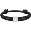 Esmoly Bracciale Uomo Braccialetti con Iniziale Bracciale Personalizzato Corda Intrecciata a Mano Sportivo Surfer Impermeabile Regolabile Regalo Uomo (Argento F)