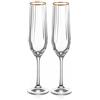 DIAMANTE Bicchieri da champagne in cristallo, Mirage Gold con bordo dorato, effetto ottico a onda, 190 ml, set da 2