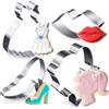 Kukifun Formine per biscotti a forma di ragazza alla moda, 4 pezzi, con testa di bambola da principessa, gonna con tacco alto, scarpe, biscotti, pasticceria, per trucchi, torte, decorazioni per feste