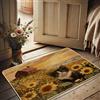 Generic Zerbino con gatto girasole, nero e bianco, zerbino per ingresso esterno e interno, decorazione rustica, in gomma, impermeabile, antiscivolo, antipolvere, assorbente, facile da pulire, 73 x 43 cm