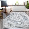 TOPICK Tappeto 180 x 270 cm, grigio floreale, pieghevole, lavabile, super sottile, vintage, a pelo corto, per interni da letto, soggiorno, sala da pranzo, ufficio, corridoio