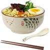 APOMOONS Ciotola Ramen Giapponese,Ciotole Ramen,Ramen Bowl Set,Ciotola Giapponese in Ceramica,Ciotole Ceramica con Cucchiaio Bacchetta,Ciotola per Rame,Ciotole da Zuppa in Porcellana