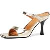 Lroey Reoly Donna Tacco a Spillo Tacco Alto Sandals Square Toe Scarpe da Sera Ls830 Oro Numero 32 EU