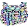 Generico Handmade Borsa a Mano Intrecciata in Filato Marshmallow Iridescente Multicolore, Accessorio Artigianale Unico