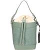 My-Best Borsa a secchiello donna paglia e pelle con coulisse Bag