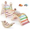 VEVOR Set Pikler di Arrampicata 9 in 1 per Bambini Piccoli Uso Interno, con 2 Macchinine in Legno Cuscino Triangolo Arco e Rampa, Portata Massima 68 kg, Set Montessori Pieghevole per Bambini Piccoli