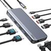 Selore&S-Global Docking Station Triple Display, Selore 11 in 1 Hub USB C con 2 x 4K @60Hz HDMI & 1080P VGA, USB C & 2 USB3.1 10Gbps, 2 USB 2.0, Gigabit Ethernet, 3.5 mm Audio & Mic, 100 W PD3.0 per Lenovo, Dell,HP