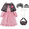 ReliBeauty Costume Nonna Anziana Vestito Bambina con Accessori 100 Giorni di Scuola Halloween Carnevale, 140
