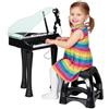 AIYAPLAY Pianoforte per Bambini a 32 Tasti con Sgabello, Microfono e Musiche, Tastiera Pianoforte Giocattolo con Gambe Rimovibili, Nero