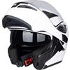 Oubaiya Casco per motociclette a viso pieno, coperchio ribaltabile, casco modulare per motociclette con doppi parasole, per uomini e donne adulti approvato dalla ECE (Bianco, XL)