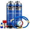 Ralertreik Ralerfresh RC 3 in 1 - Ricarica Aria Condizionata Auto R134a fino al 2016 - Gas refrigerante, Sigillante perdite, Lubrificante (2 bombole + Manometro Tubo + Connettore)