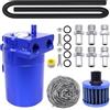 HISports Car Oil Catch Tank Can Serbatoio di carburante in alluminio Serbatoio di stoccaggio dell'olio con filtro dell'aria Tubo di ricambio Accessori 350ml Serbatoio(blu)