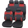 Upgrade4cars Coprisedili Auto Universali Ecopelle Rosso | Set Completo Anteriore e Posteriore per Tutte le Stagioni