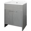Negrari Lavatoio Salvaspazio in Resina PVC, Resistente all'umidità, Vasca resistente agli acidi di uso comune, Kit di scarico con pilettone in metallo, L58 x P38 x H85 cm, Bianco/Rovere