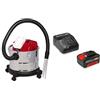 Einhell Aspiracenere a batteria TE-AV 18/15 Li C-Solo Power X-Change (Li-Ion, 18V, 100 mbar, Contenitore di raccolta da 15 L, Sistema di pulizia del filtro, Consegna senza batteria e caricatore) + Ein