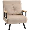 HOMCOM Poltrona Letto 3 in 1 con Schienale Reclinabile e Cuscino Beige