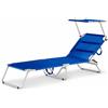 Lettino Mare Blu Pieghevole con Tettuccio Parasole Sdraio 150Kg 195 cm