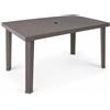 Tavolo Giardino Rettangolare 120x80cm Polipropilene Foro Ombrellone 6 Posti
