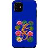 Wholesome Sketch Co Custodia per iPhone 11 Colorato Gecko Lotus Flower Lily Pad Art