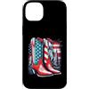 Red White And Boots Custodia per iPhone 14 Plus Rosso Bianco E Stivali Bandiera Americana 4 Luglio