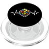 Cube Puzzle EKG Vintage Retro Designs Cube Puzzle Heartbeat - ECG a linea di impulsi 3x3 a cubo Speedcubing PopSockets PopGrip per MagSafe