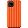 Elegant Geometric Vertical Lines Pattern Custodia per iPhone 11 Pro Linee Verticali Estetiche Righe Arancione Scuro e Corallo