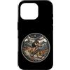 female cyclist night ride mountain trail Custodia per iPhone 16 Pro Mountain Bike Donna Notte Luna Montagne Giro
