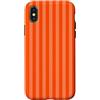 Elegant Geometric Vertical Lines Pattern Custodia per iPhone X/XS Linee Verticali Estetiche Righe Arancione Scuro e Corallo