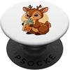 Cute Kawaii Deer Drinks Boba Bubble Tea Carino Cervo Kawaii Anime Bere Bubble Tea Ragazza Bambini PopSockets PopGrip Adesivo