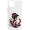 Wholesome Sketch Co Custodia per iPhone 14 Plus Red Dragon Woman Floral Fantasy Ritratto Arte