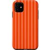 Elegant Geometric Vertical Lines Pattern Custodia per iPhone 11 Linee Verticali Estetiche Righe Arancione Scuro e Corallo