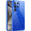 CUZMIGO Custodia glitterata per Samsung Galaxy S25 Ultra, graziose custodie per telefono dai colori brillanti per donne e ragazze, cover lucida in morbido TPU con protezione per fotocamera, blu
